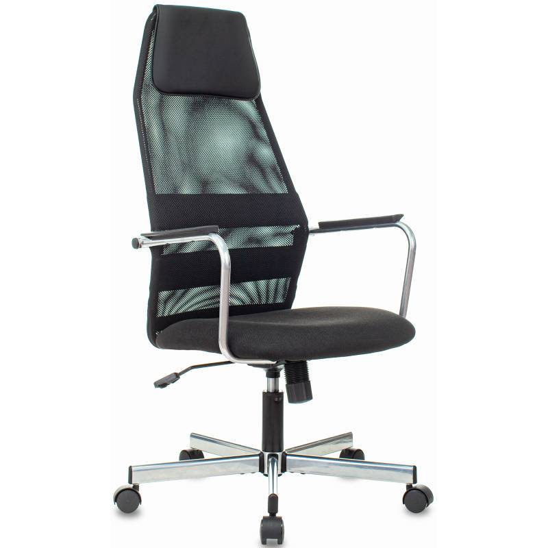 Кресло Бюрократ KB-5M черный TW-01 3C11 сетка/ткань с подголов. крестов. металл хром главное фото