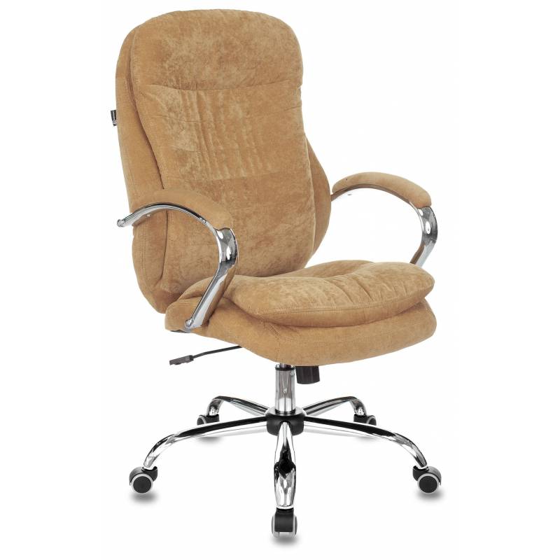 Кресло руководителя Бюрократ T-9950SL Fabric горчичный Velvet 73 крестов. металл хром главное фото