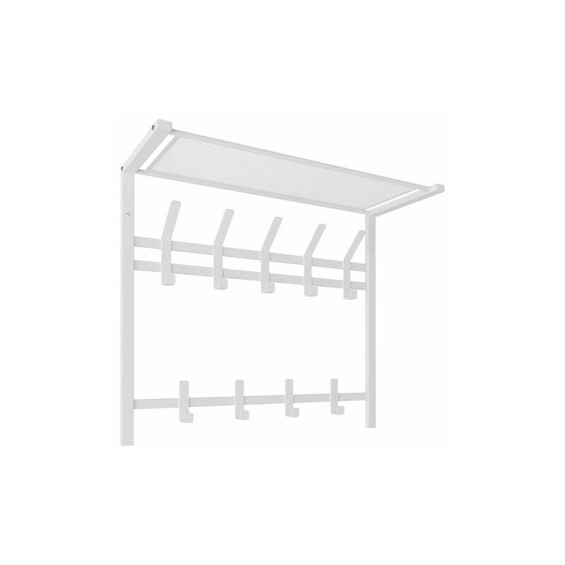Вешалка настенная с полкой 2 яруса "Торонто-22", 585х670х270 мм, 9 крючков, металл, белая, ВСПТ22 Б главное фото